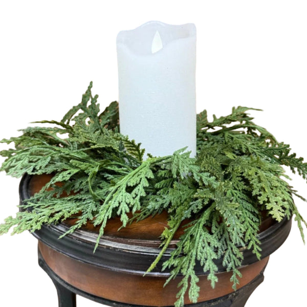 11" Real Touch Cypress Candle Ring