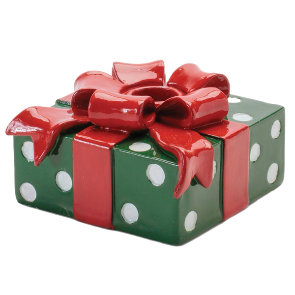 Assorted Red, White & Green Giftbox Taper Candle Holder, INDIVIDUALLY SOLD
