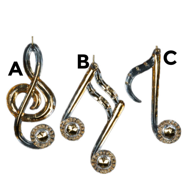 Assorted Gold Music Note Ornaments, INDIVIDUALLY SOLD