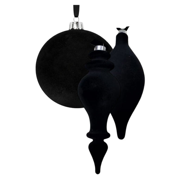 Assorted Flocked Black Ball, INDIVIDUALLY SOLD