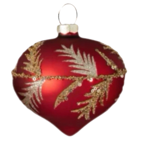 Assorted Red With Gold Feather Ball, INDIVIDUALLY SOLD