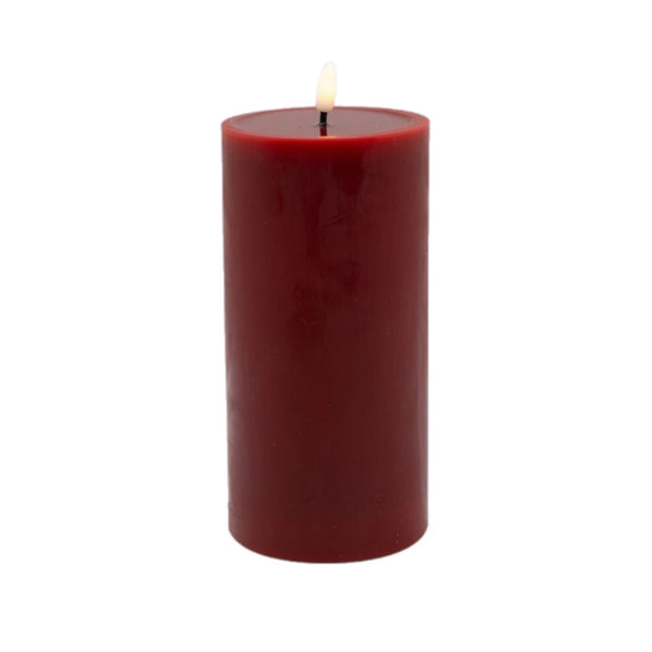 Assorted Dark Red Pillar Flameless Candle, INDIVIDUALLY SOLD