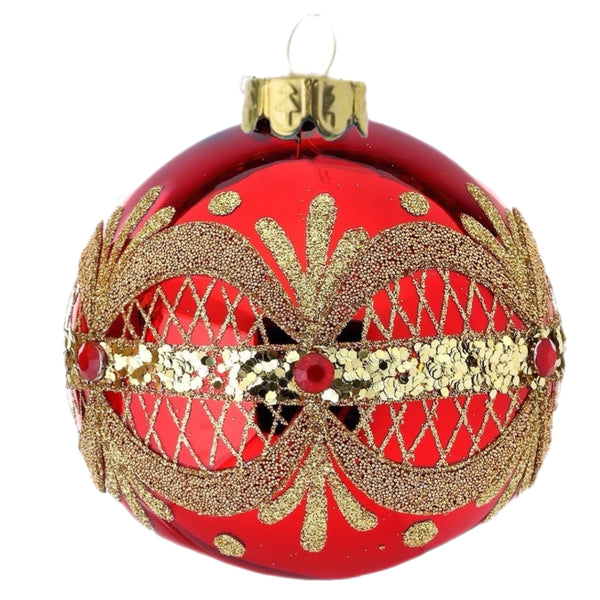 Assorted Red With Gold Beads Ball, INDIVIDUALLY SOLD