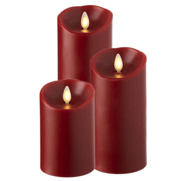 Assorted Red Flameless Pillar Candle, INDIVIDUALLY SOLD