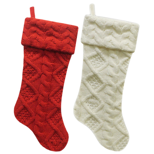 Assorted 21.5" Cable Knit Stocking, INDIVIDUALLY SOLD