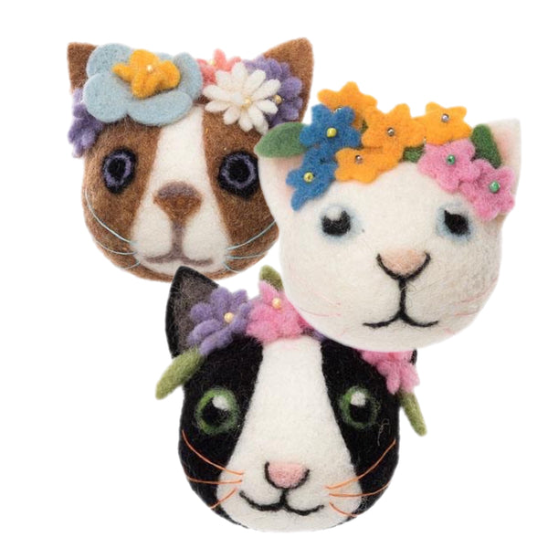 Assorted Cat Face Ornament, INDIVIDUALLY SOLD