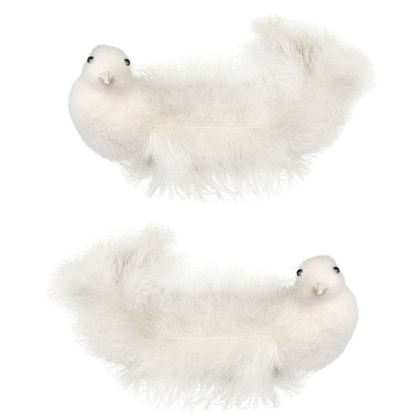 Assorted White With Feathers Clip On Bird Ornament, INDIVIDUALLY SOLD