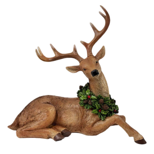 Assorted Reindeer With Wreath Figurine, INDIVIDUALLY SOLD