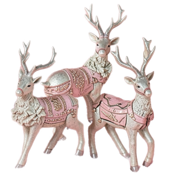 Assorted Reindeer With Pink Blanket Figurine, INDIVIDUALLY SOLD