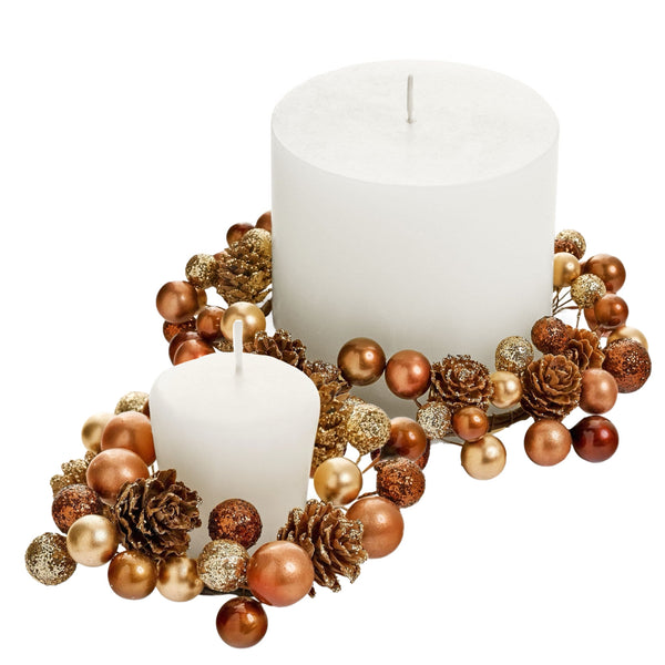 Assorted Bronze Bead With Pinecone Pilar Candle Ring, INDIVIDUALLY SOLD