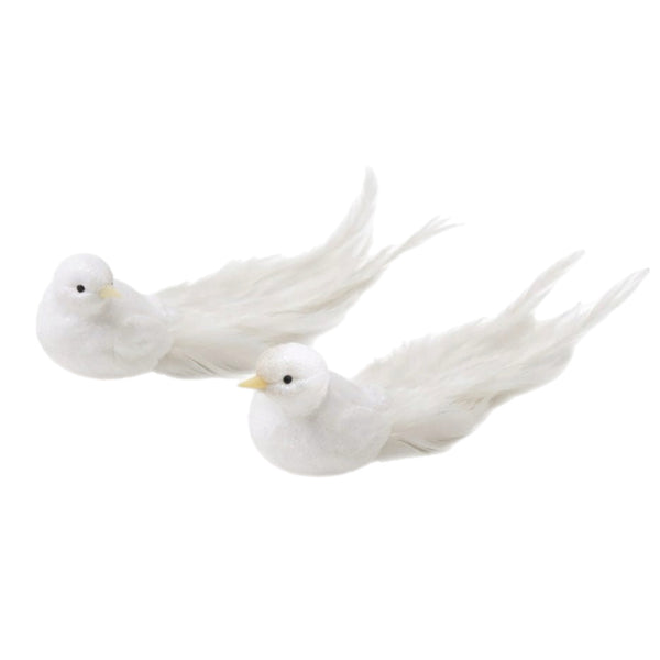 Assorted White Clip On Bird Ornament, INDIVIDUALLY SOLD