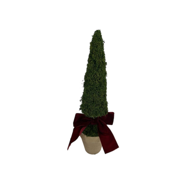 Assorted Moss Cone With Bow Tree Figurine, INDIVIDUALLY SOLD