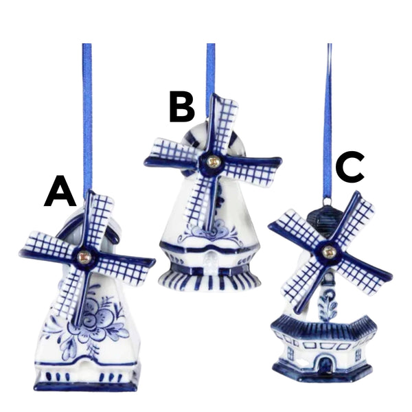 Assorted Blue & White Windmill Ornament, INDIVIDUALLY SOLD