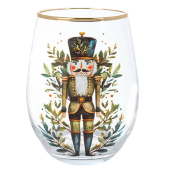 Assorted Stemless Nutcracker Wine Glass, INDIVIDUALLY SOLD