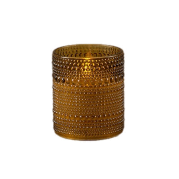 Assorted Amber Hobnail Jar Flameless Candle, INDIVIDUALLY SOLD