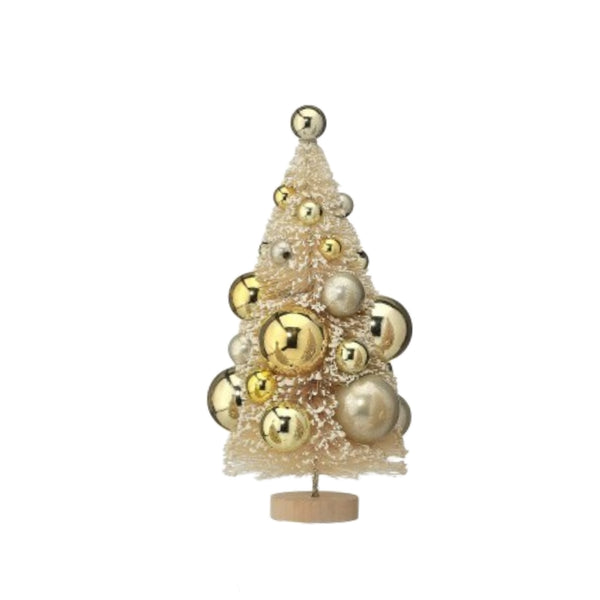 Assorted Champagne & Gold Bottlebrush Tree Figurine, INDIVIDUALLY SOLD