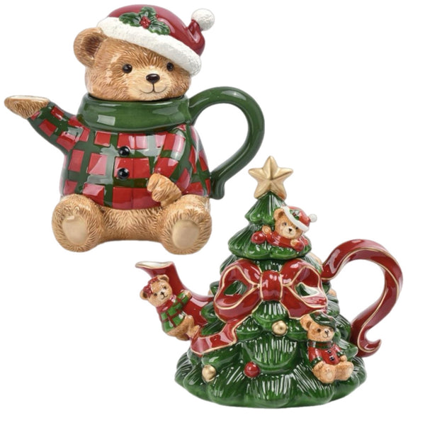Assorted Shaped Christmas Teapot, INDIVIDUALLY SOLD
