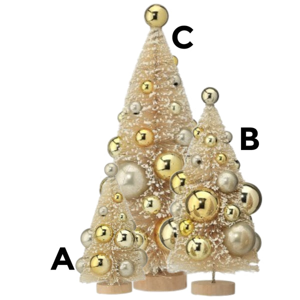 Assorted Champagne & Gold Bottlebrush Tree Figurine, INDIVIDUALLY SOLD