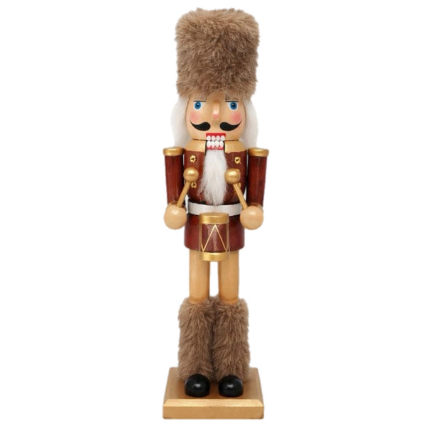 Assorted Drummer Fur Brown Hat Nutcracker, INDIVIDUALLY SOLD