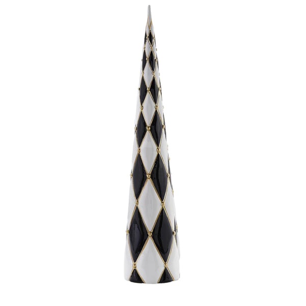 Assorted Black & White Diamond Cone Figurine, INDIVIDUALLY SOLD