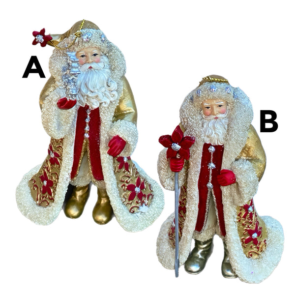 Assorted Santa With Flower Ornament, INDIVIDUALLY SOLD