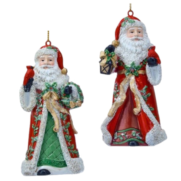 Assorted Santa Holding Cardinal Ornament, INDIVIDUALLY SOLD