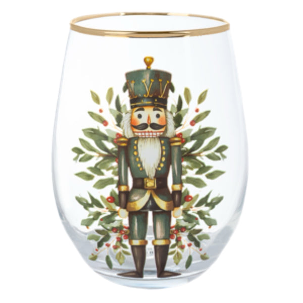 Assorted Stemless Nutcracker Wine Glass, INDIVIDUALLY SOLD