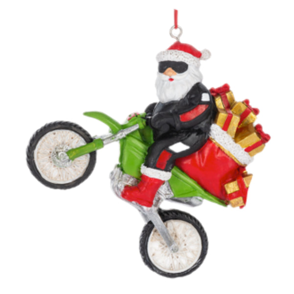 Assorted Santa On Motorcycle Ornament, INDIVIDUALLY SOLD