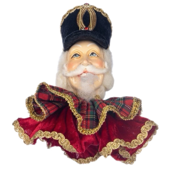 Assorted Tartan Nutcracker Head Ornament, INDIVIDUALLY SOLD