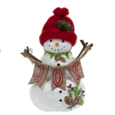Snowman Wearing Red Hat Figurine