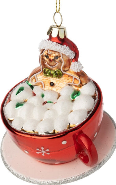 Gingerbread Man In Hot Chocolate Cup Ornament