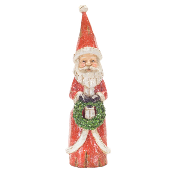 Assorted Wood Carved Look Santa Figurine, INDIVIDUALLY SOLD