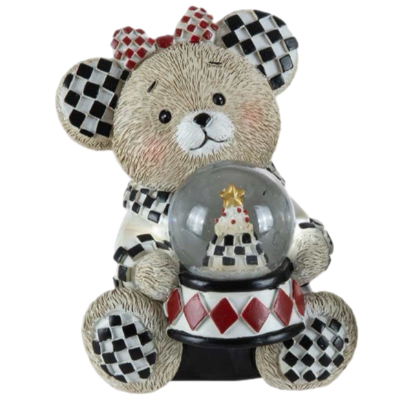 Assorted Checkered Teddy Bear Snowglobe, INDIVIDUALLY SOLD