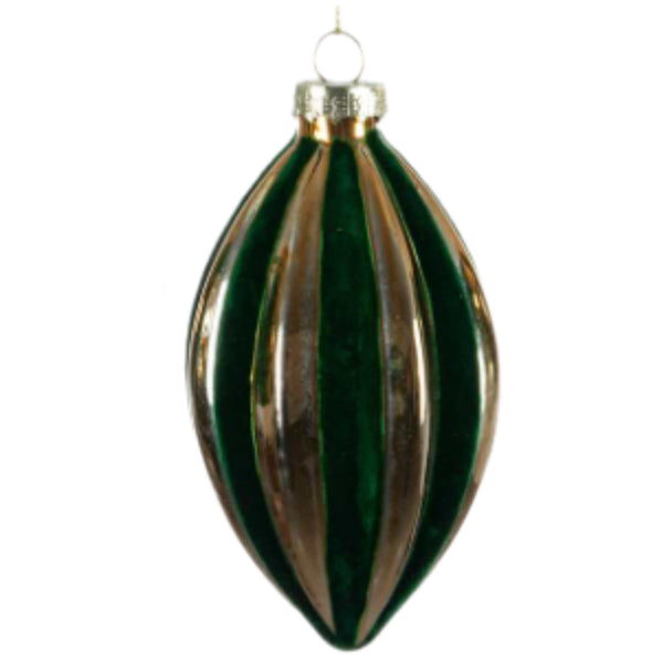 Assorted Green & Gold Velvet Striped Ball, INDIVIDUALLY SOLD