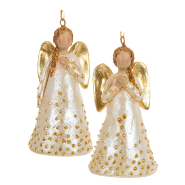Assorted Angel With Gold Beads Ornament, INDIVIDUALLY SOLD