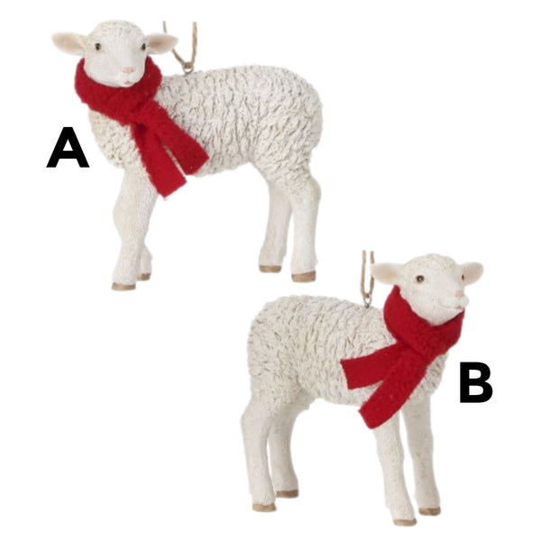 Assorted Scarved Sheep Ornament, INDIVIDUALLY SOLD
