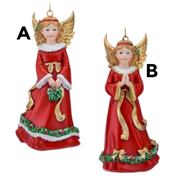 Assorted Angel In Red Dress Ornaments, INDIVIDUALLY SOLD