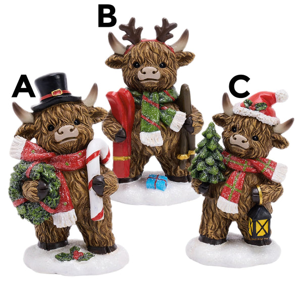 Assorted Standing Highland Cow Figurine, INDIVIDUALLY SOLD