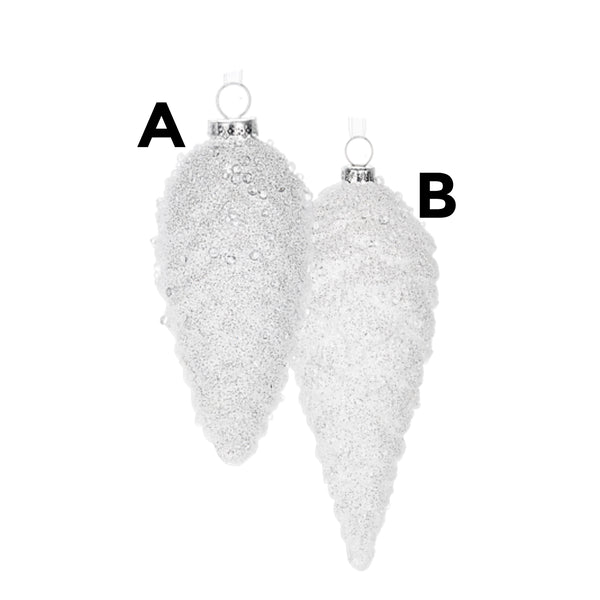 Assorted White Iced Pinecone Ornament, INDIVIDUALLY SOLD