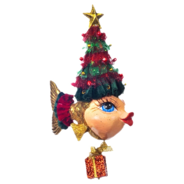 Assorted Fish With Tree Hat Ornament, INDIVIDUALLY SOLD