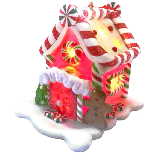 Assorted LED Gingerbread House Ornament, INDIVIDUALLY SOLD