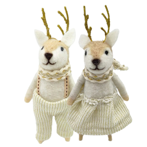 Assorted Reindeer In White Outfit Ornament, INDIVIDUALLY SOLD