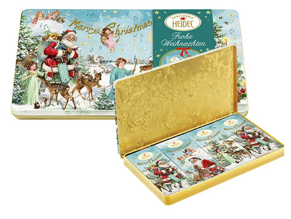 Santa With Angels Embossed Box With Chocolate Bar