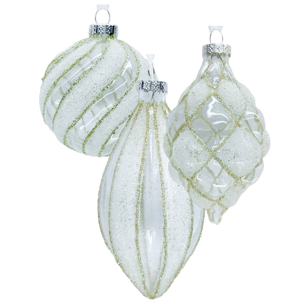 Assorted Clear With Gold Stripes Ball, INDIVIDUALLY SOLD