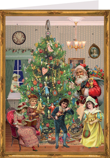 Individual Santa With Children Paper Advent Calendar Christmas Card