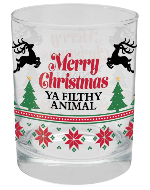 Merry Christmas Ya Filthy Animal Rocks Glass