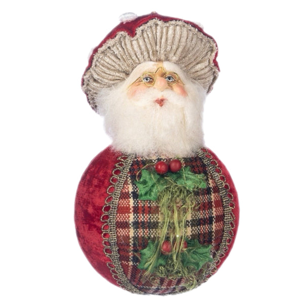 Assorted Santa In Mushroom Hat On Ball Ornament, INDIVIDUALLY SOLD