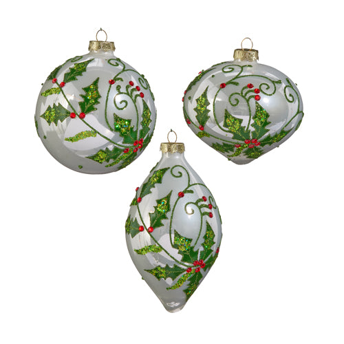 Assorted Clear Holly Leaf Ball, INDIVIDUALLY SOLD