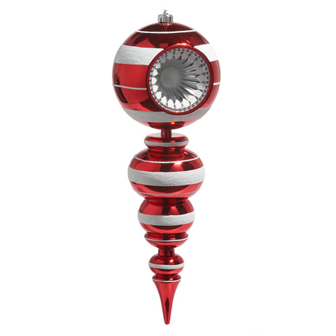 Large Red And Silver Reflector Finial Ball