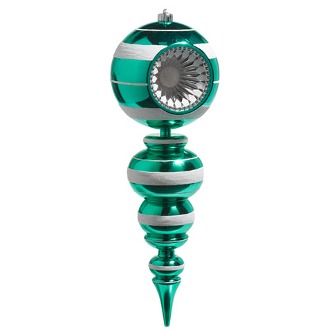 Large Green And Silver Reflector Finial Ball